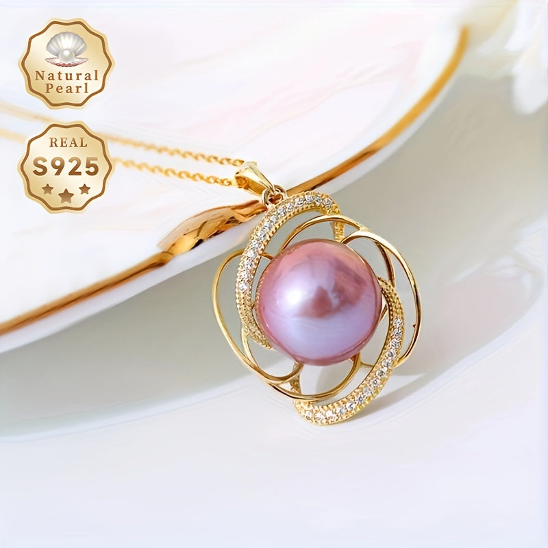 MUFAN Elegant Simple Style 925 Sterling Silver Freshwater Pearl Pendant Necklace featuring Natural June Birthstone. Perfect for daily wear and special occasions, comes in a lovely gift box. Brand Selection, 12-13mm size with Growth Marks and Shape and