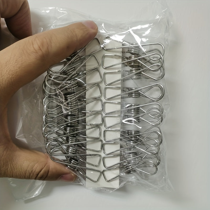 10pcs Large and 20pcs Medium and Small Stainless Steel Wire Clips, Durable and Multi-functional Metal Clips for Clothes, Laundry, and Outdoor Use. Perfect for Hanging Clothes, Snack Bags, and More.