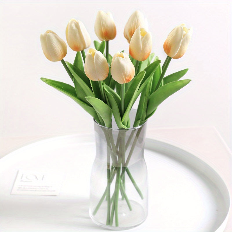 10 Artificial tulip flowers for DIY bridal bouquets, home decoration, and indoor/outdoor display.