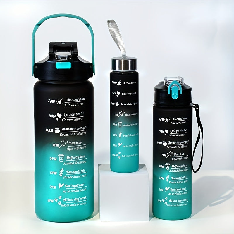 Large capacity water bottle with time marker for hydration reminder, PVC free and lightweight for hand wash only.