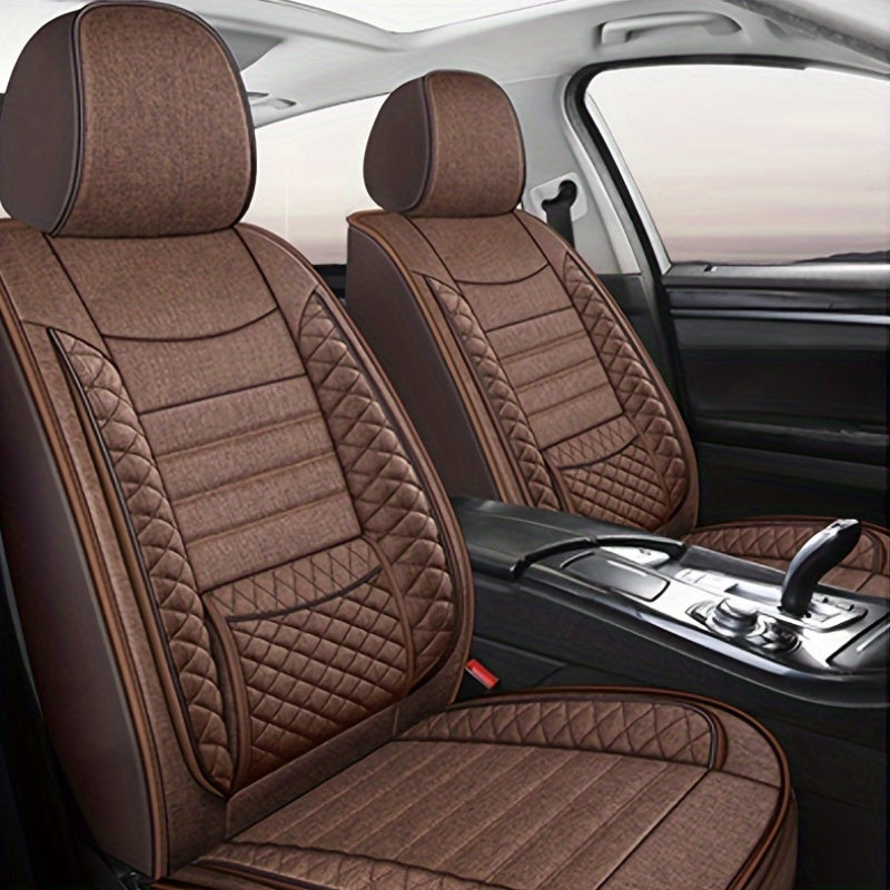 M06 Fiber Hemp Car Seat Cushions - Universal Fit, Breathable Covers for 5-Seats Vehicle, Four Seasons Material