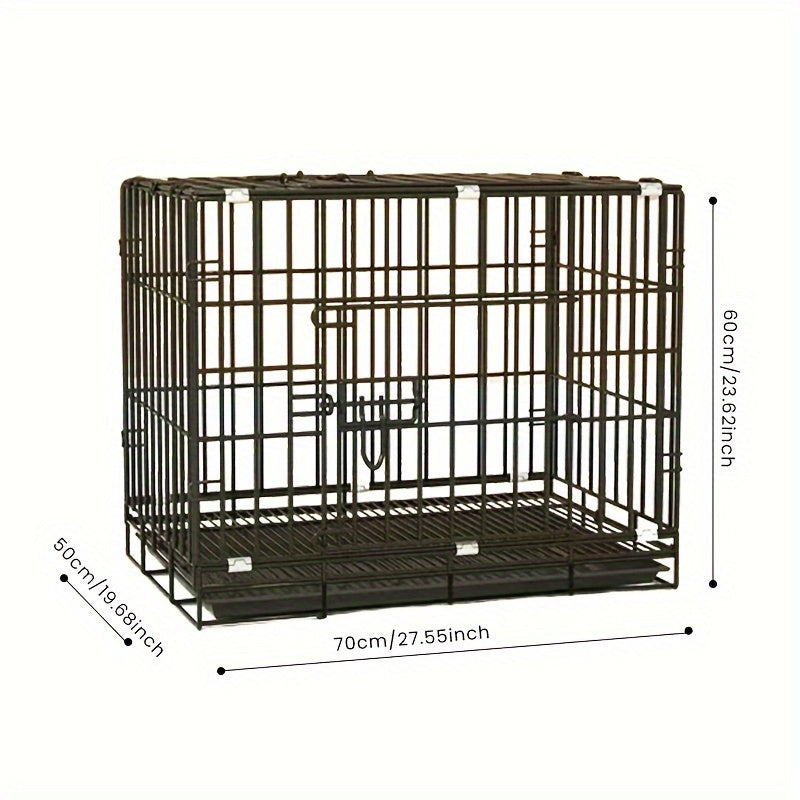 5-piece dog cage set includes feeder, tray, and mat. Foldable wire kennel for medium breeds, perfect for indoor use.