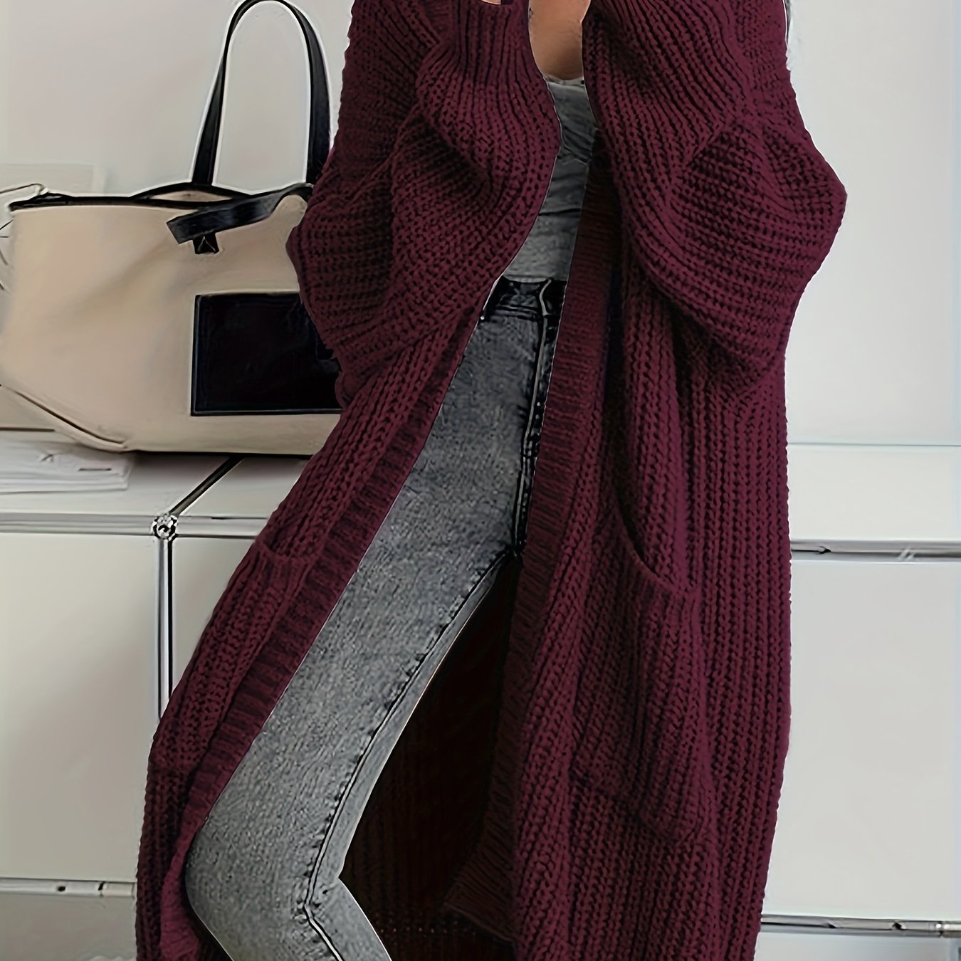 Casual, long sleeve open front cardigan for women.