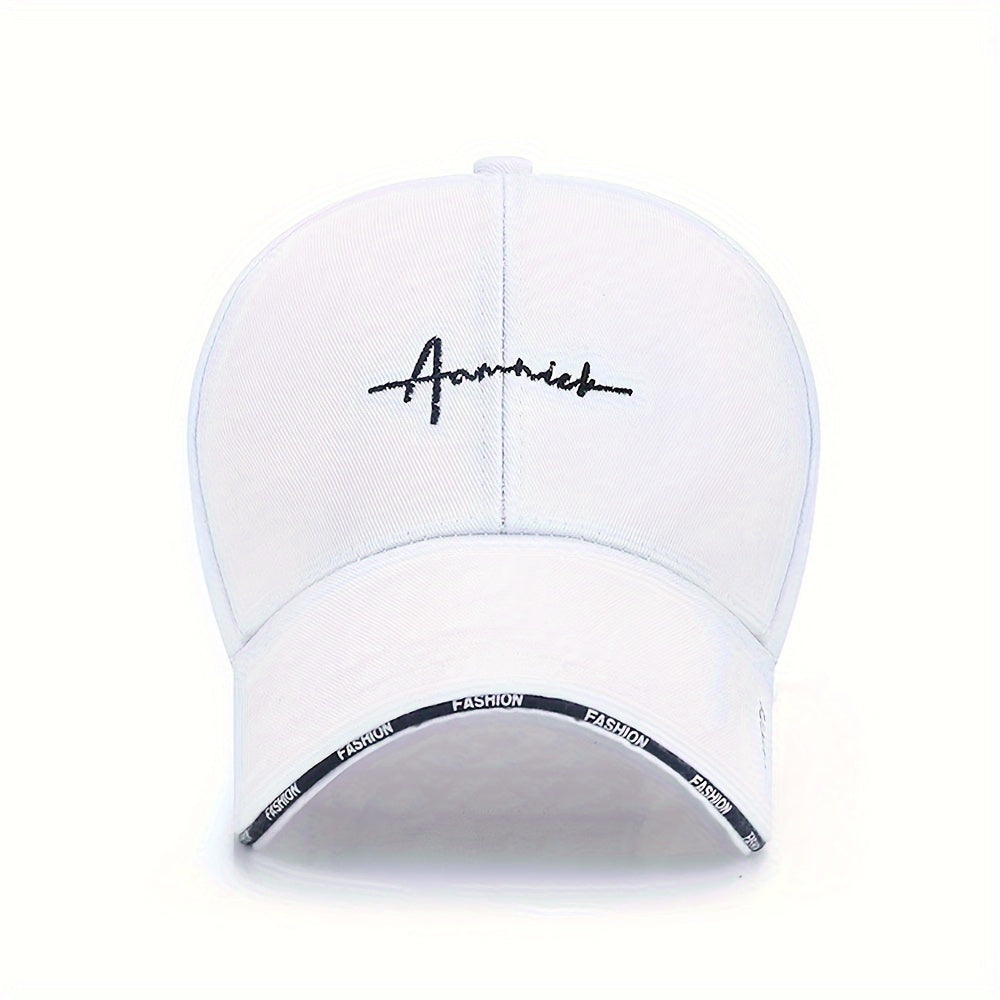 Letter embroidery baseball cap for men and women, adjustable dad hat, solid color, lightweight and hip-hop style.