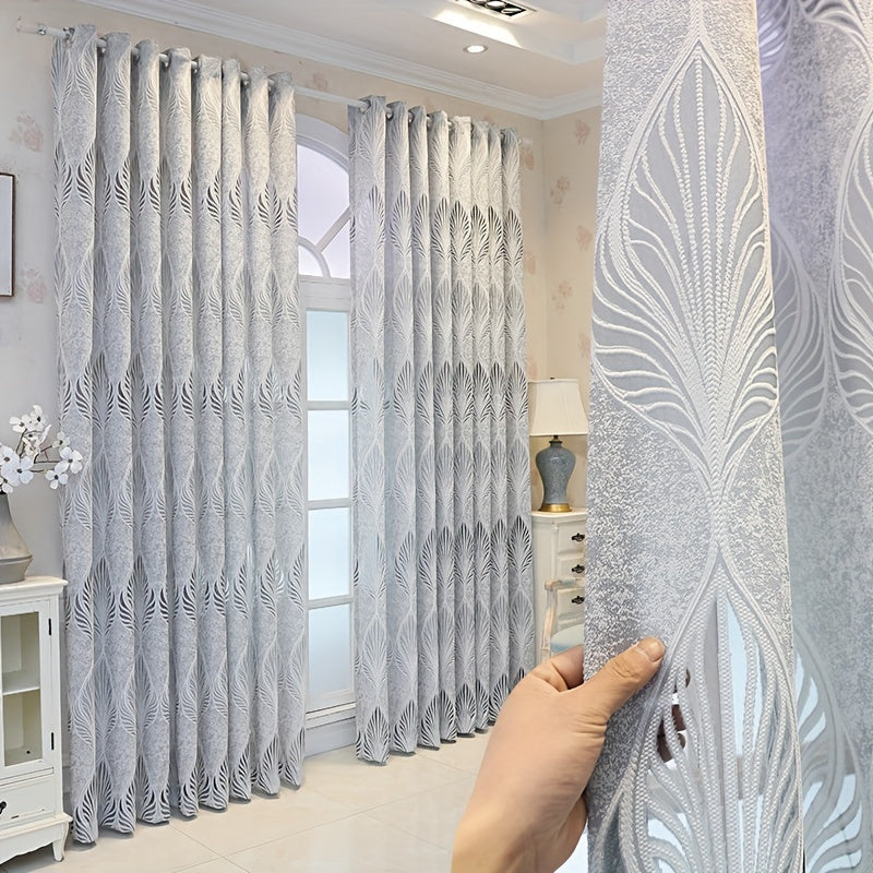 Vintage elegance meets modern style with this 1-piece sheer curtain in white. Featuring a delicate feather leaf jacquard design, this semi-transparent curtain is made from high-quality polyester and has a grommet top for easy hanging. Perfect for adding