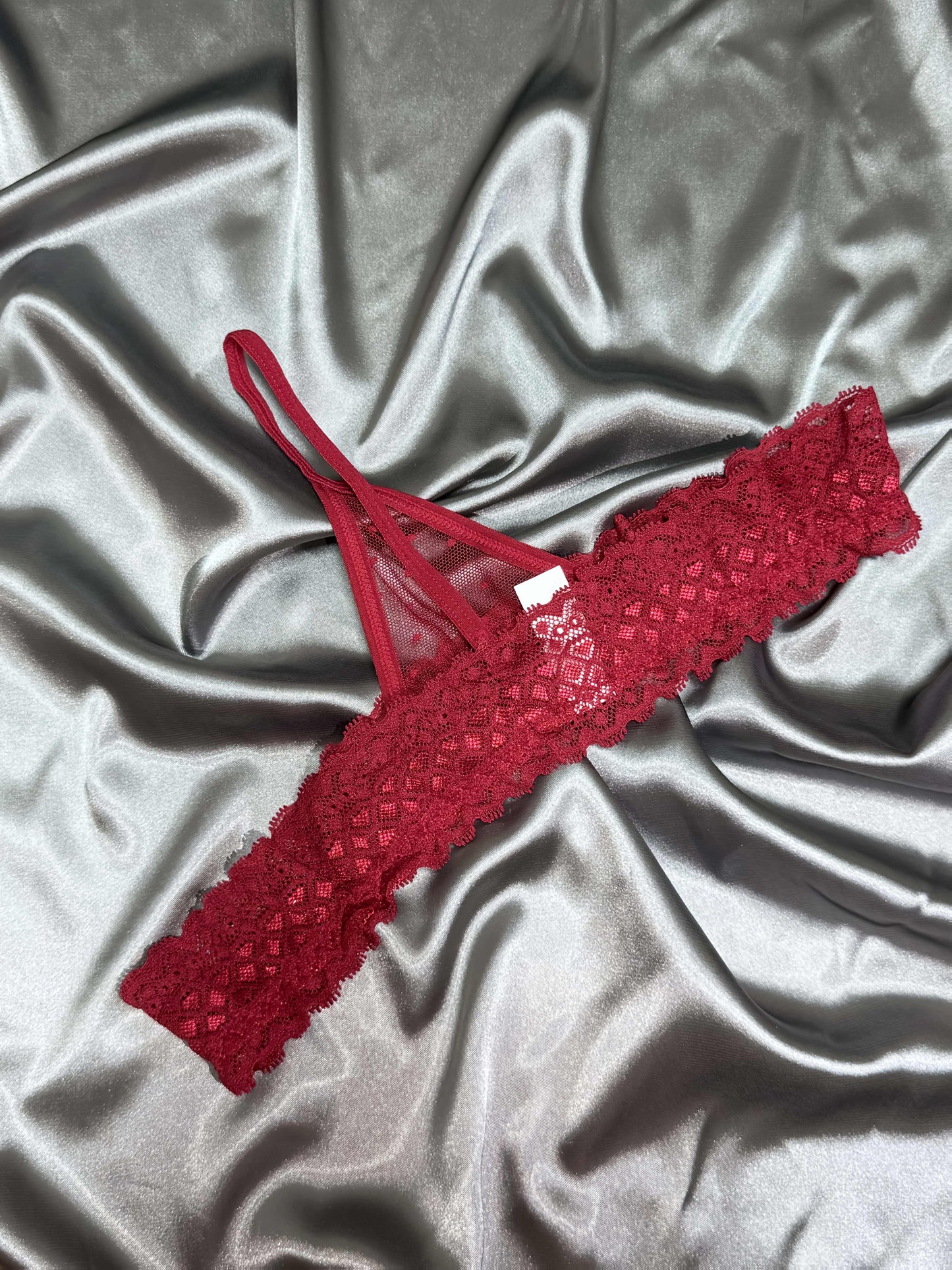 Sexy red polka dot lace thong for Valentine's Day.