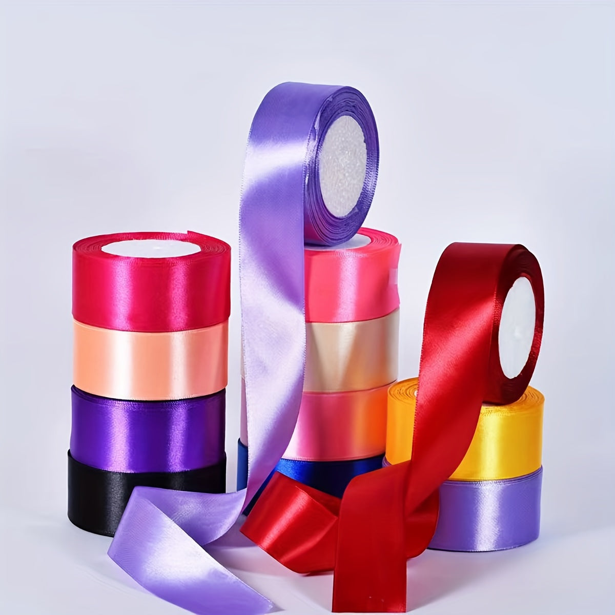 3 pieces of 4cm wide, 22 meter long satin ribbon for cake, wedding, candy box packaging, decoration, DIY handmade rose hairpin, and purple series.