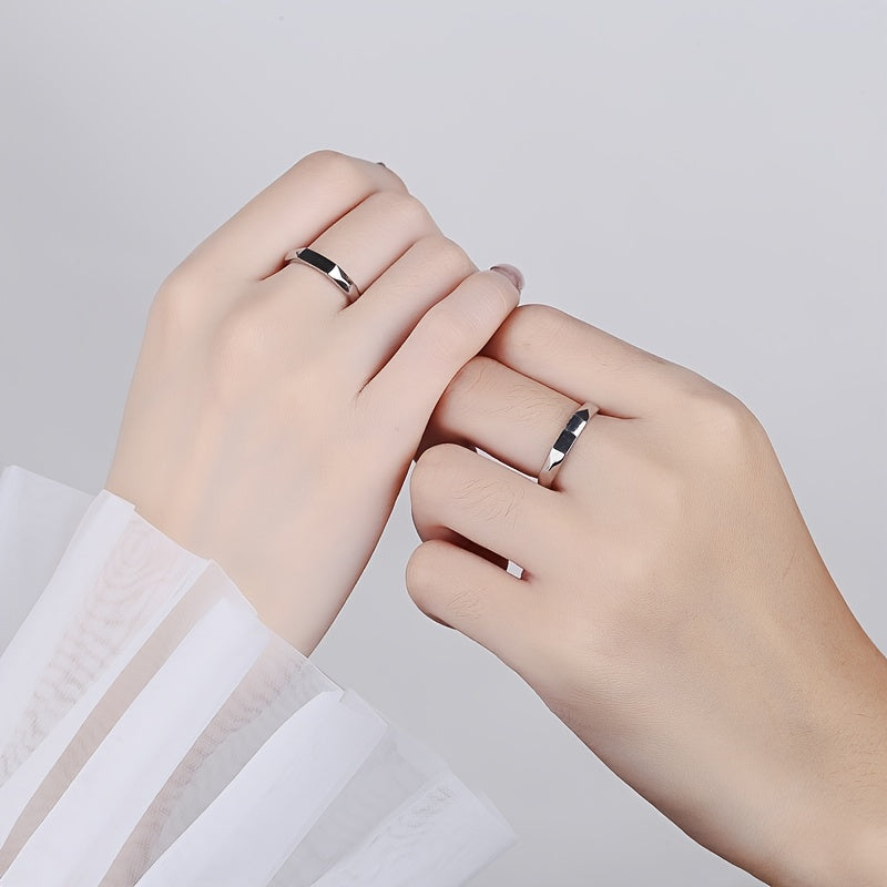 Valentine's Day Gift Suggestion: Elegant 925 Sterling Silver Couple Projection Rings with White Gold Plating, Stylish Optical Illusion Rings for Daily Wear, Trendy Love Projection Jewelry for Couples, Perfect for Valentine's Day.