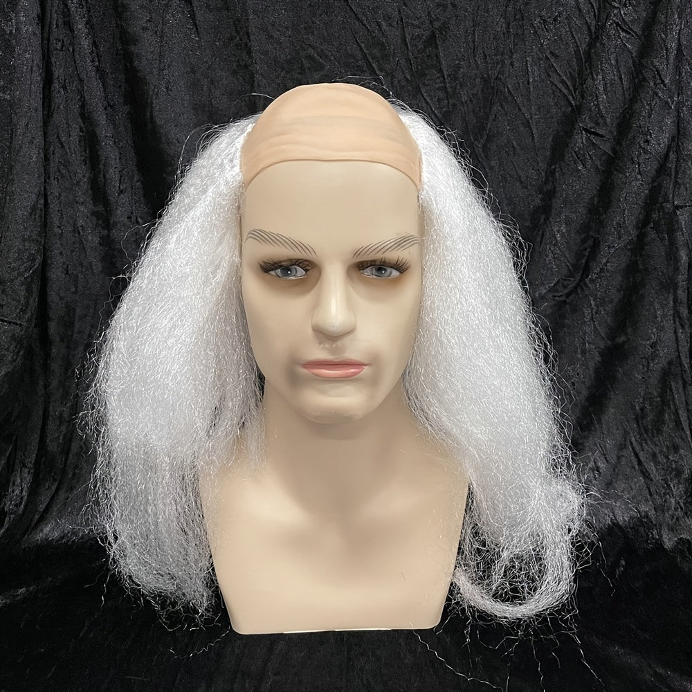 Colorful wigs for themed events and cosplay, including bald, black, white, and yellow options. Perfect for Christmas, birthdays, and other festive occasions. Amp up your party look with these fun dress-up accessories.