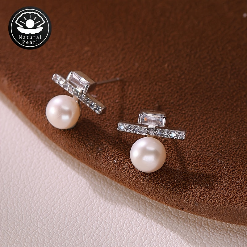 Elevate your look with the MUFAN Elegant Luxury Freshwater Pearl Stud Earrings featuring 6-7mm Natural Round Pearls. Perfect for June birthdays or as a thoughtful gift for any occasion, this all-season jewelry is sure to make a statement.