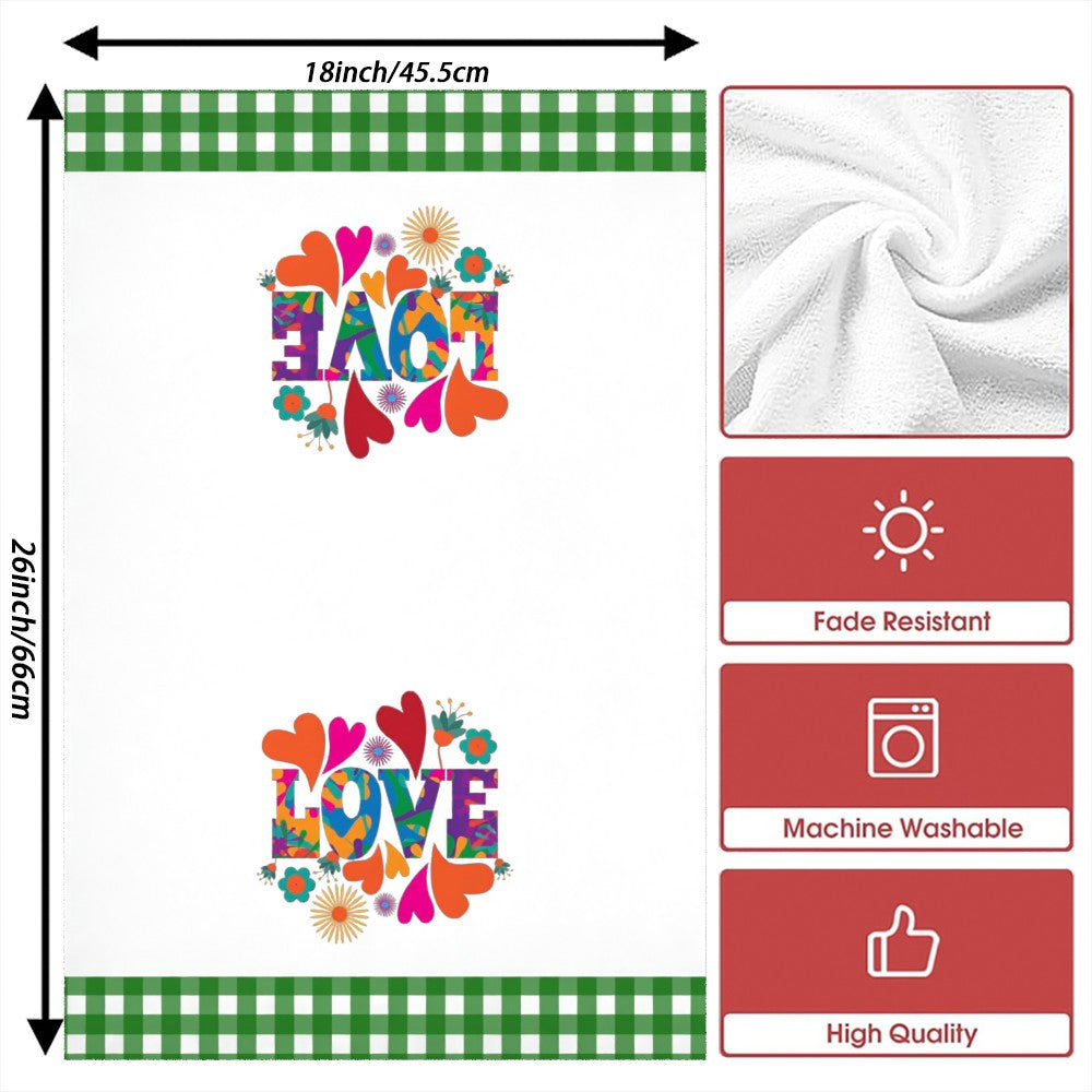 Two pieces of 45.72 x 66.04 cm Valentine Heart super soft towels that are highly absorbent and perfect for all season gatherings and gifts.