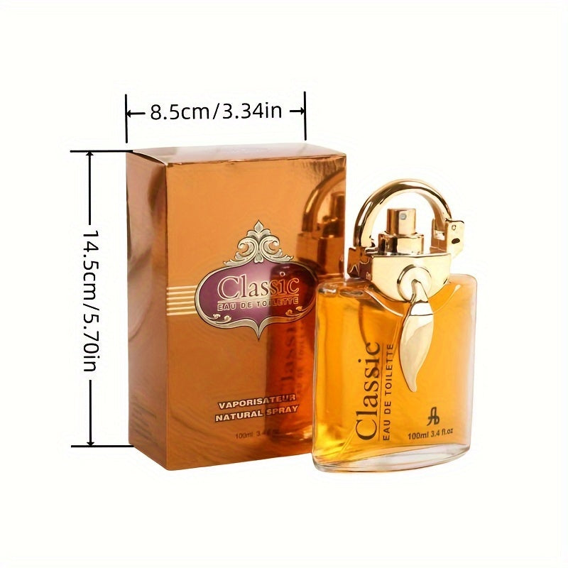 Classic Eau De Toilette Spray - 100ml | Spicy Oriental Scent | Long-lasting | Ideal gift | Elegant Golden-Tone Bottle with Decorative Cap.