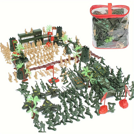 Toy sets for military models, leadership and platoon training, in yellow and green colors made of plastic.