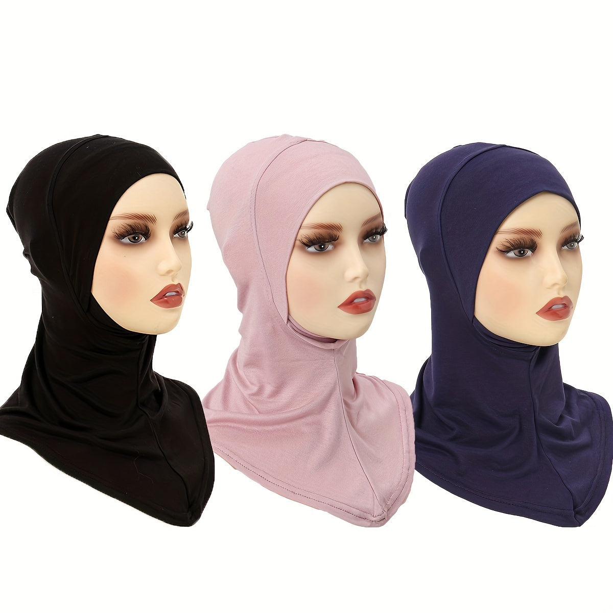 3-Pack Elegant Solid Color Polyester Hijab Shawls, Breathable & Sun-Proof, Yarn-Dyed Craftsmanship, Non-Stretch and Feather-Free.