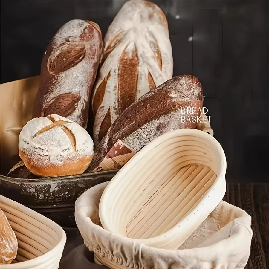 Enjoy the Ompusos 10-piece Italian Bread Proofing Basket Set, complete with oval rattan baskets, accessories, bread lame, and whisk. Ideal for use in home kitchens or restaurants, this set is perfect for yeast proofing and is a versatile tool for both