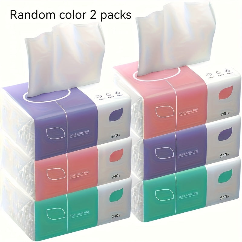 2/4/6 packs of high-quality 4-ply facial tissue with 6 sheets per pack. Each sheet has 240 sheets and is recyclable. Suitable for face, toilet, and napkin use. Durable and absorbent