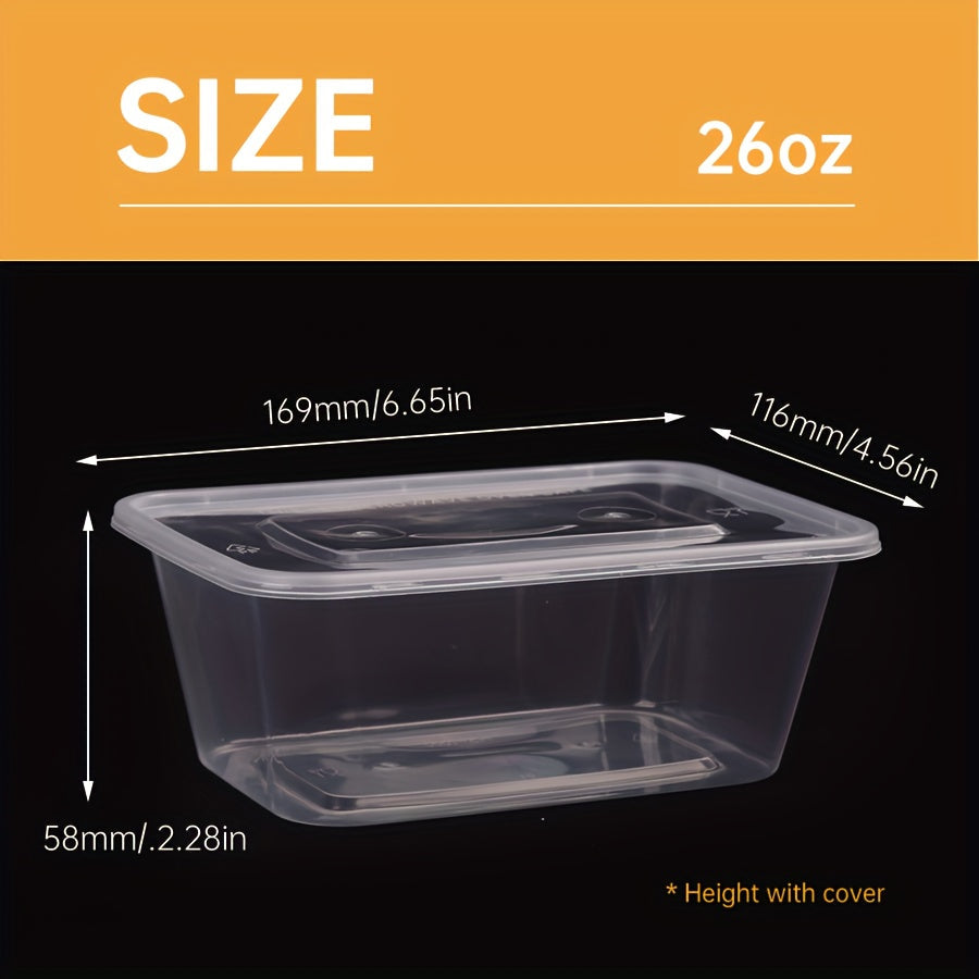 50 BPA-Free Plastic Food Storage Containers with Leakproof Lids - 13/20/26oz, Stackable and Microwave Safe, Perfect for Meal Prep and Takeout. These Durable Rectangular Bento Boxes are Ideal for Kitchen Organization, Making them the Best Christmas and