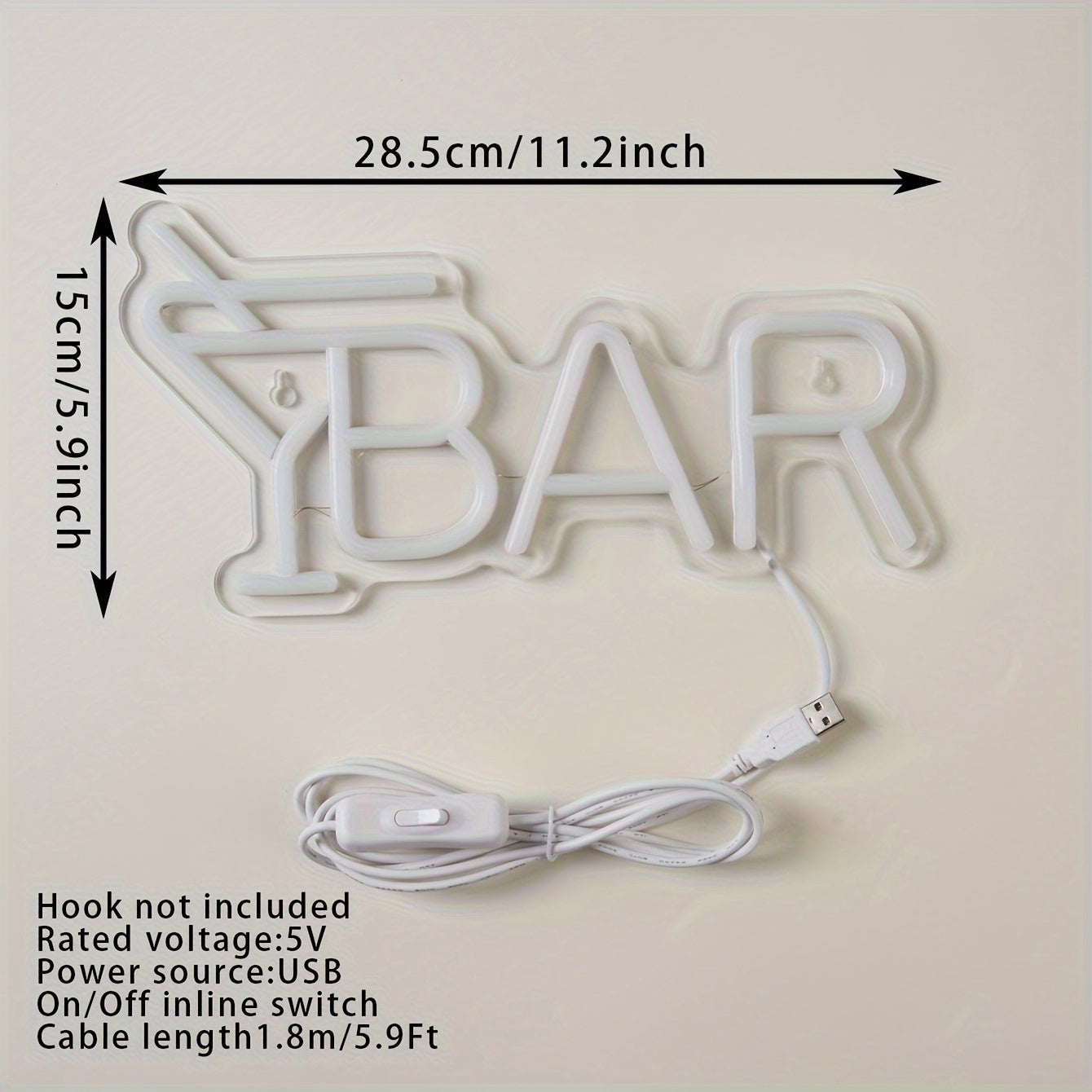 USB-powered backboard LED neon light bar for room decor.