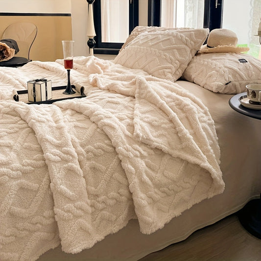 Cream White Ultra-Soft Taffeta Throw Blanket - Lightweight and Versatile for Bed, Sofa, and Napping - Providing Cozy Warmth