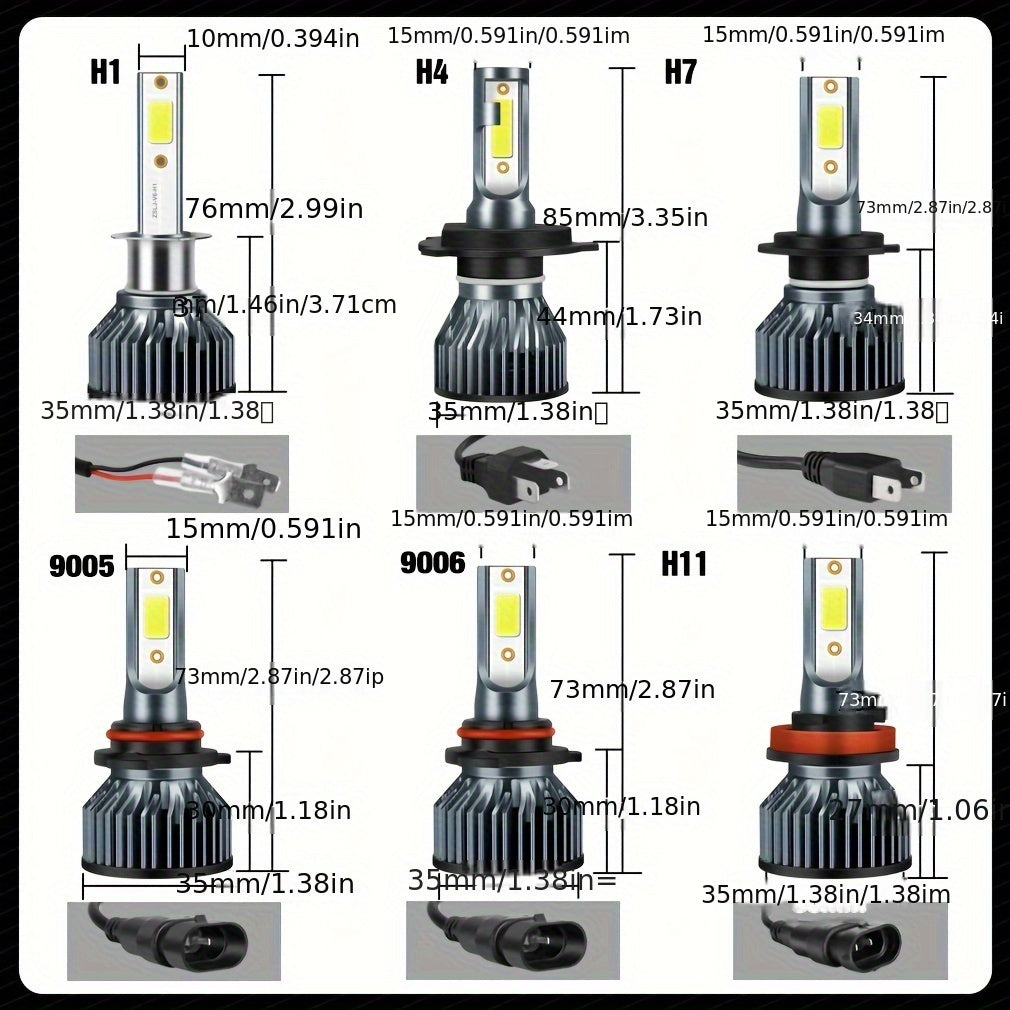 S&D 2pcs LED auto lamps with Canbus technology, 20000LM brightness and super bright COB chips in various sizes