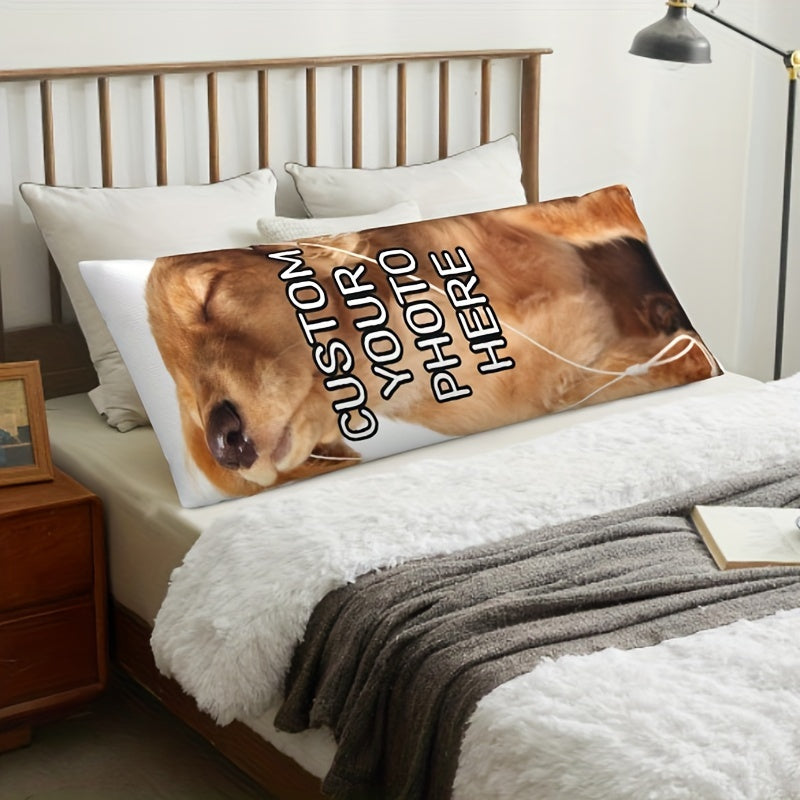 Custom Pet Memorial Pillowcase - Double-Sided Photo Hug Pillow Cover, Soft Plush Material, 50.8x137.16 cm - Great for Those Who Love Cats & Dogs, a Special Gift for Loved Ones