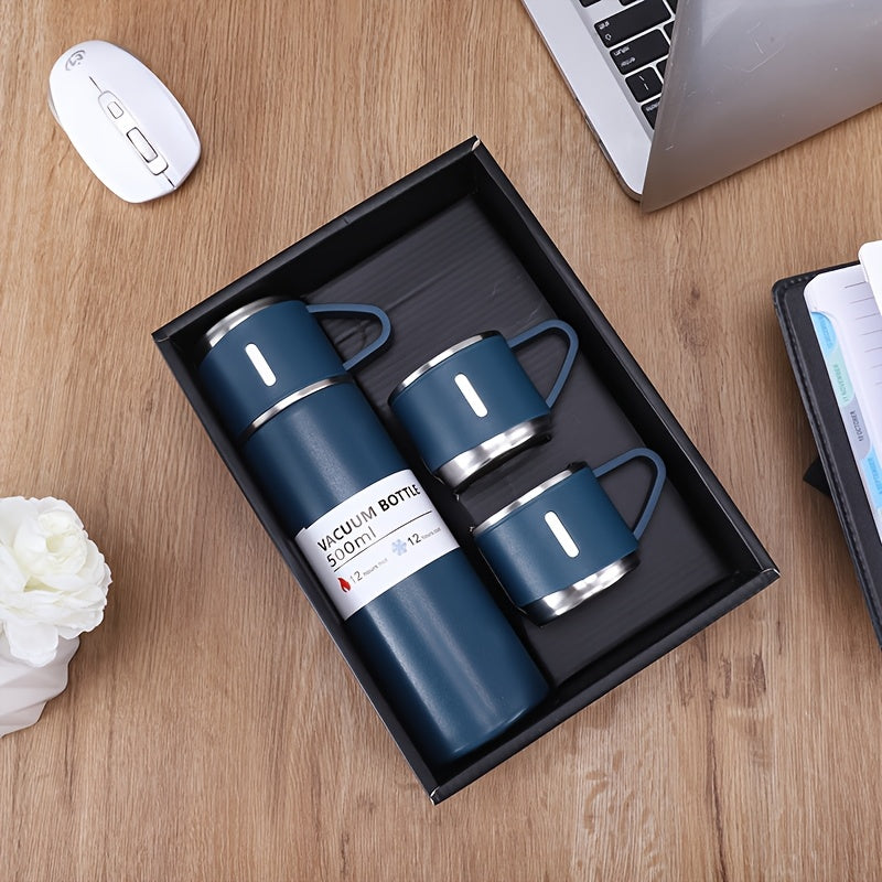 Winter 2024 Thermal Mug set, 500ml, Stainless Steel Insulated Bottle with Cup for Hot and Cold Drinks, ideal for couples and as a gift for parents and grandparents.