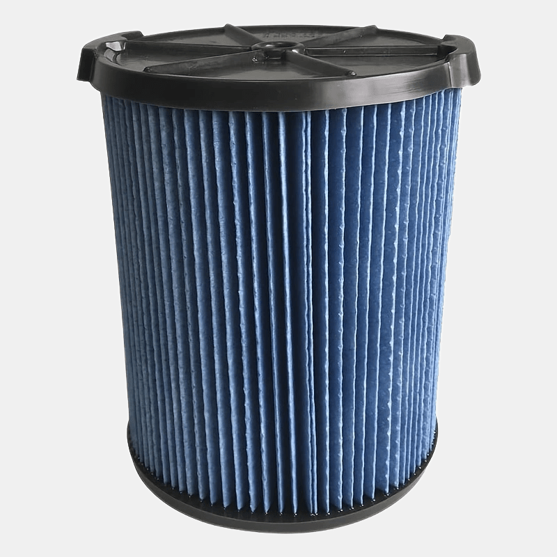 Compatible with Craftsman CMXZVBE38751 vacuum filter - Designed to fit shop vacuums ranging from 18.93 to 75.71 liters, made of blue paper material.