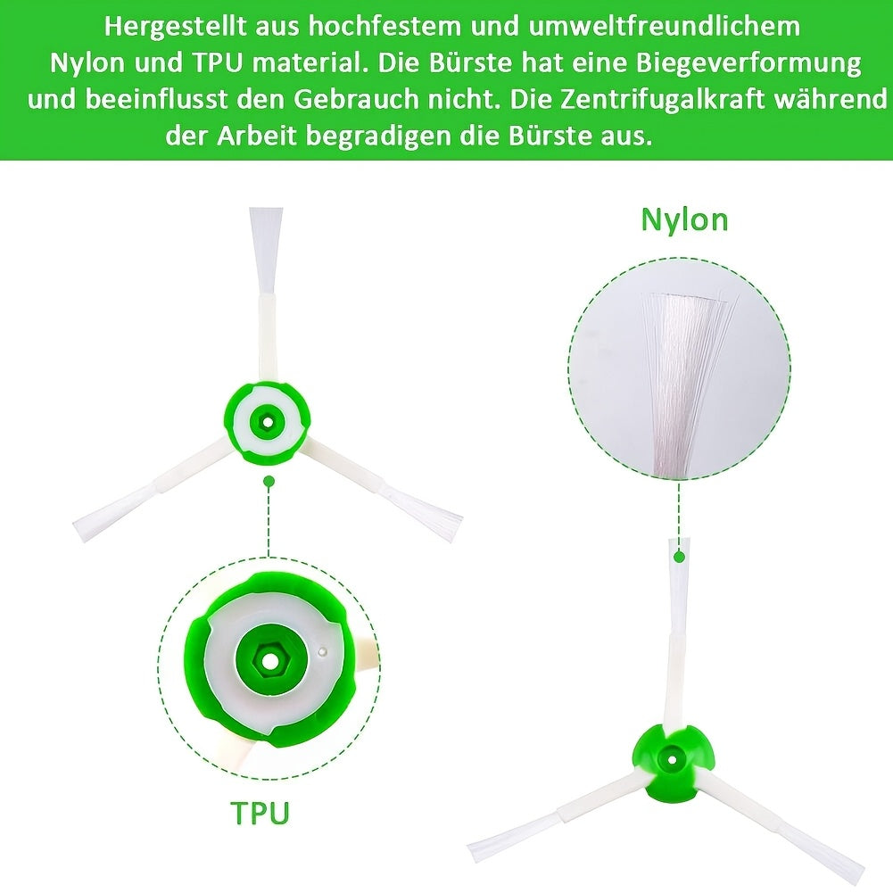 Compatible replacement parts are available for a wide range of Irobot models, including the I3, I3+, I4, I6, I6+, I7, I7+, I8, I8+/Plus, E5, E6, E7, and the E & J series vacuum cleaners. Each set includes one set of rubber brushes, four HEPA filters, and