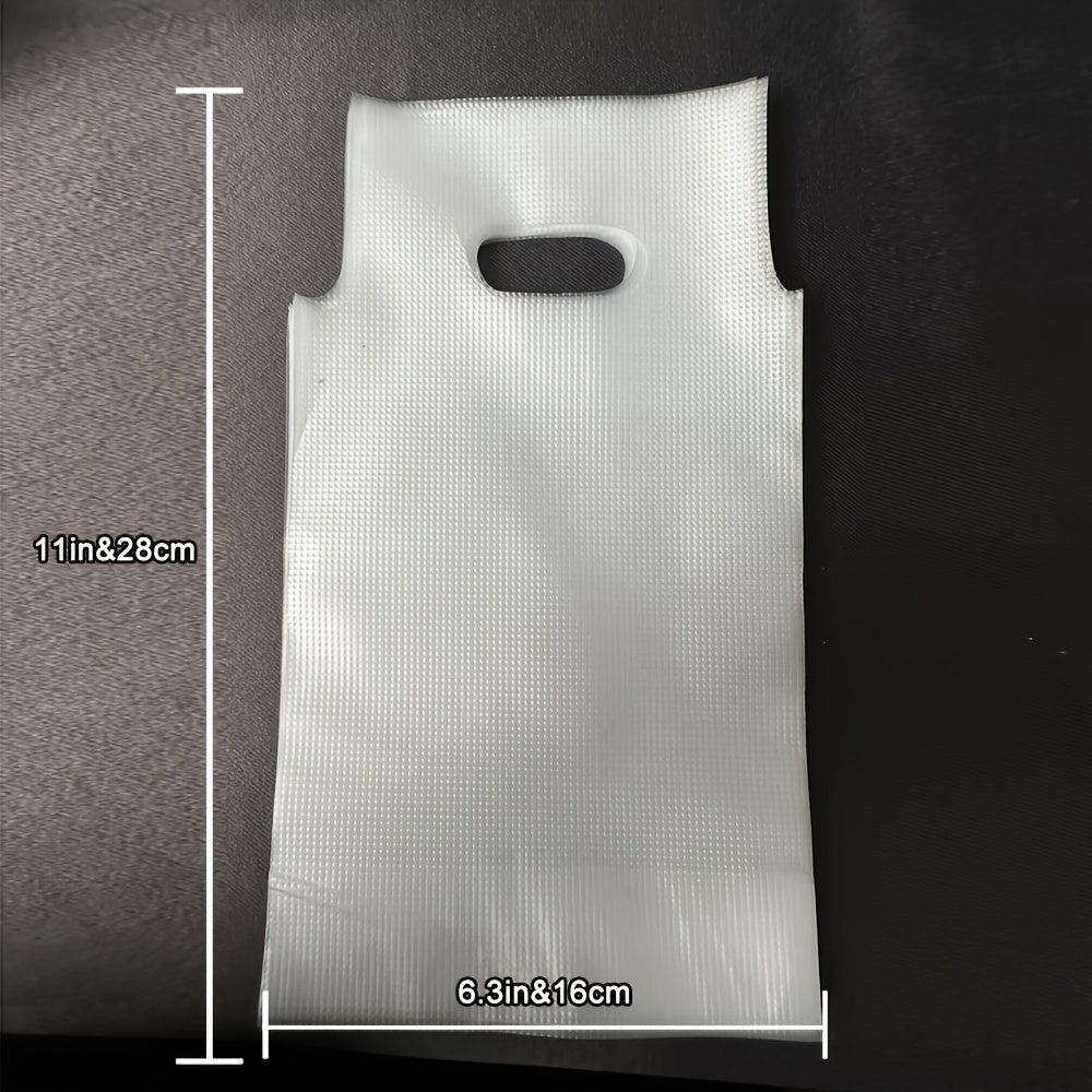 100 pieces of plastic packaging bags for coffee, beverages, and juice. These white transparent bags are perfect for takeaway and are disposable. They are designed for single and double cup packaging.