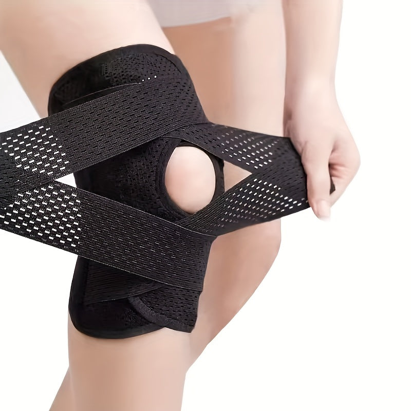 Menics Adjustable Knee Brace with Side Stabilizers for Meniscal Tear and Knee Support - Made with 100% Polyester Medium Stretch Fabric, Pull-On Closure, Professional Grade.