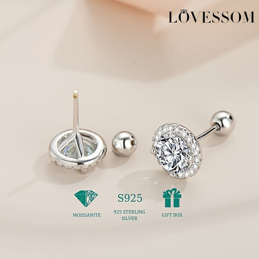 Stylish 925 Sterling Silver Moissanite Earrings, perfect for both Men and Women, in 0.5 or 1 Carat sizes. Featuring a hip hop rock style, these earrings come with sleep free screw earplugs, making them a great Halloween, New Year, Birthday or Anniversary