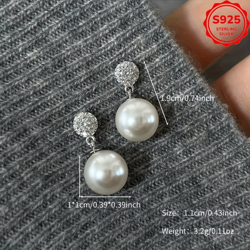 Retro Pearl Earrings made from S925 Sterling Silver