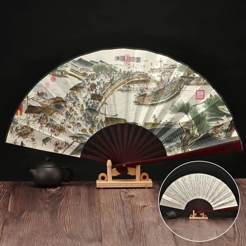 Stylish Chinese Traditional Folding Fan - Made of Bamboo, Ideal for Cooling in Summer & Photography, Perfect Chinese Style Photo Prop