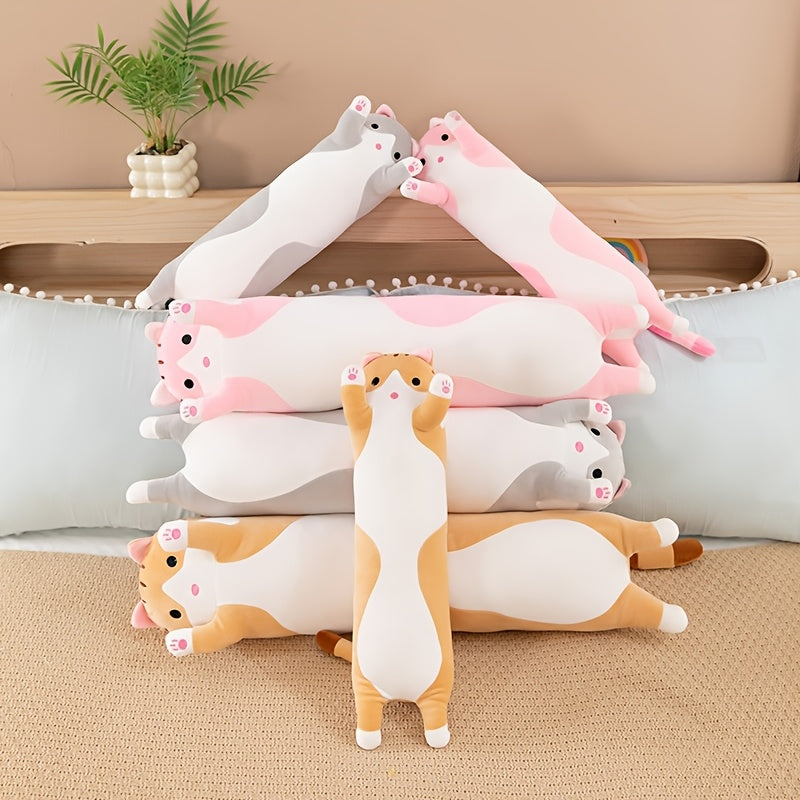 50/70cm cat-shaped pillow, contemporary style plush toy, home decor, gift cartoon plush, hypoallergenic polyester, machine washable, medium firmness, whole body support, portable, 100-120 gsm fabric weight.