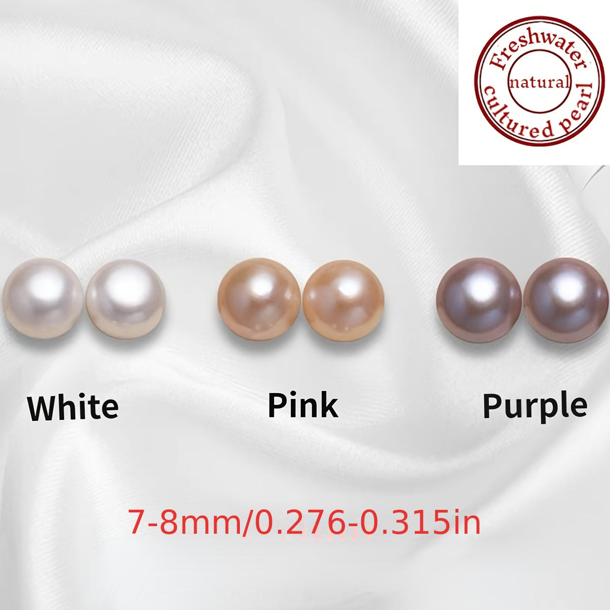 Elegant Natural Freshwater Cultured Pearl Earrings: 7-8mm/0.7-0.8cm in size, with a minimalist design perfect for daily wear, holiday gifts, and special occasions. Ideal for those born in June. Features stainless steel posts and no need for an external