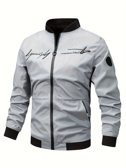 Men's Classic Bomber Jacket - Casual Baseball Coat for Spring/Autumn