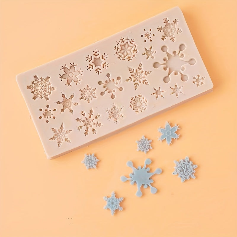 Create beautiful Christmas-themed treats with this Silicone Snowflake Mold Set. With 20 cavities, this mold is perfect for baking and cake decorating. Use it for making fondant, chocolate, DIY crafts, gypsum cake decorations, and more. Made from