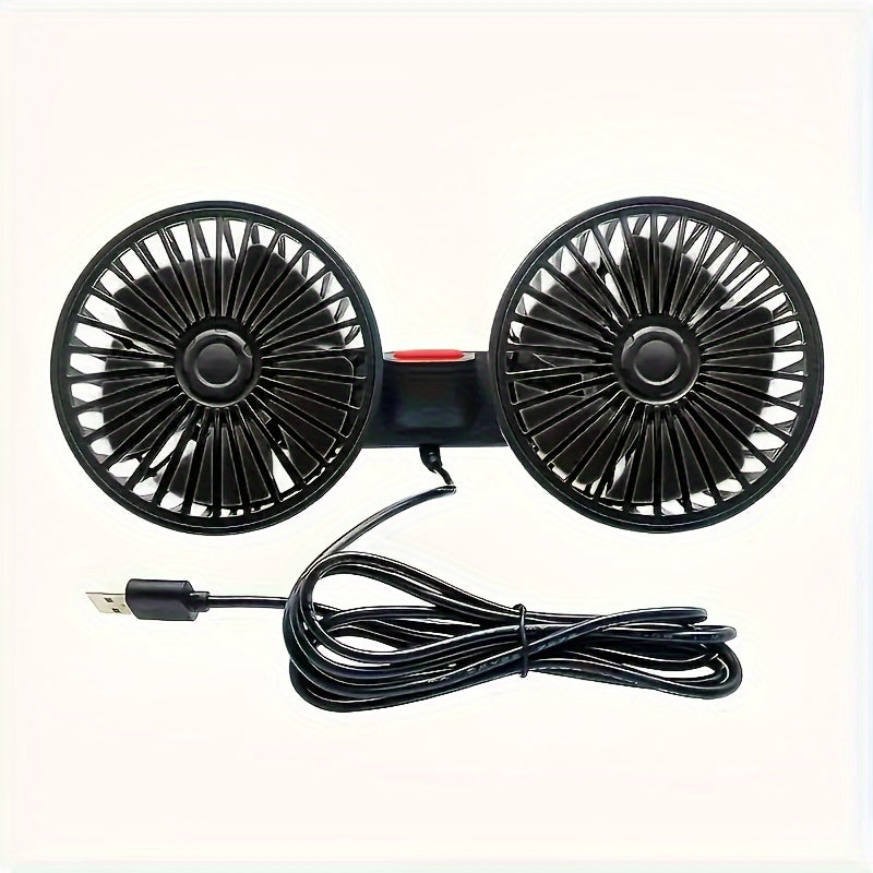 Rear Seat Back Car Fan with Dual-Head Design, Large Wind Volume and Multi-Speed Adjustment for Powerful Airflow, Adjustable Angles for Maximum Comfort