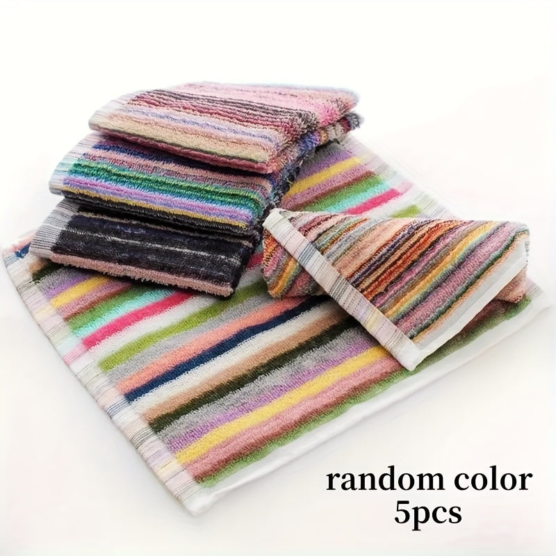 Set of 5 Stylish Kitchen Towels in Random Color Stripes, Ideal for Cleaning and Made of 100% Cotton, Perfect for Kitchen Tasks