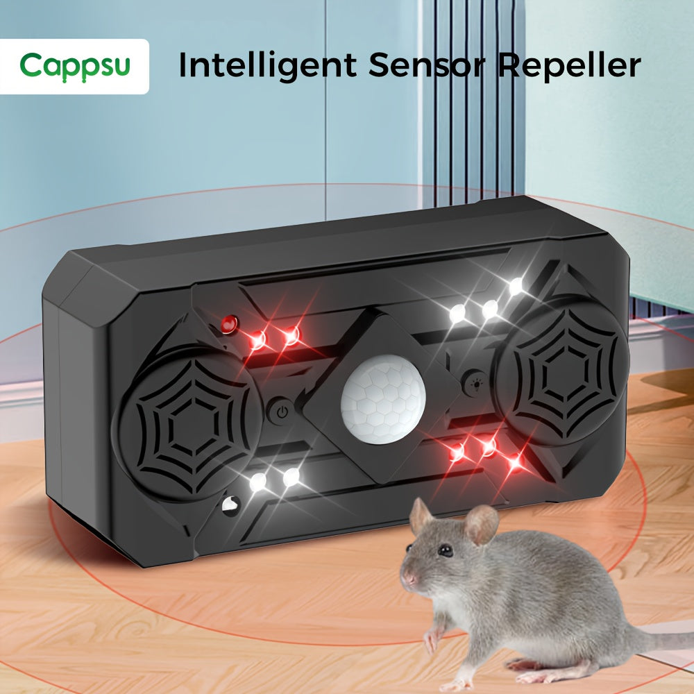 Cappsu Soundwave Pest Repeller - 360° Indoor Mouse & Squirrel Deterrent, USB Powered, 3 Modes.