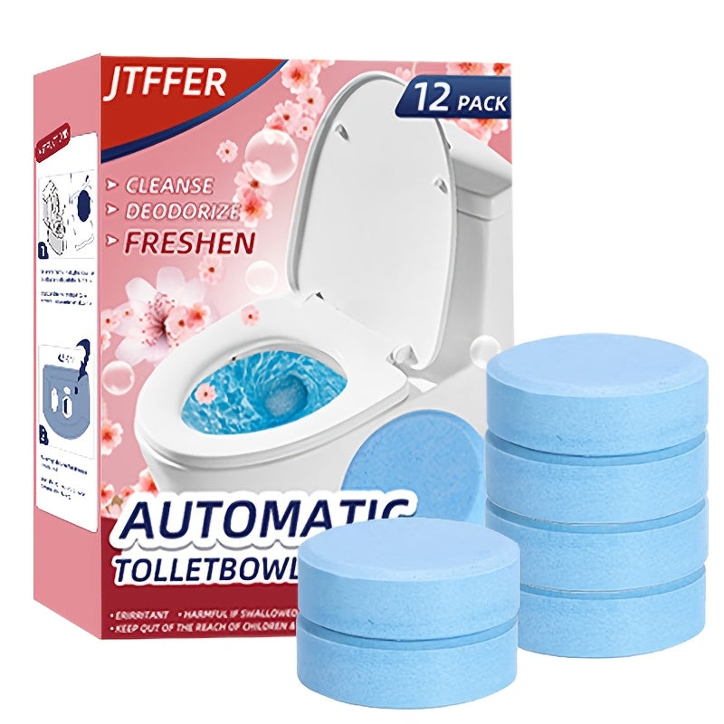 12 pieces of Automatic Toilet Bowl Cleaner: Easily brighten your bathroom, effectively remove tough stains, deodorize, and prevent scaling in your home.