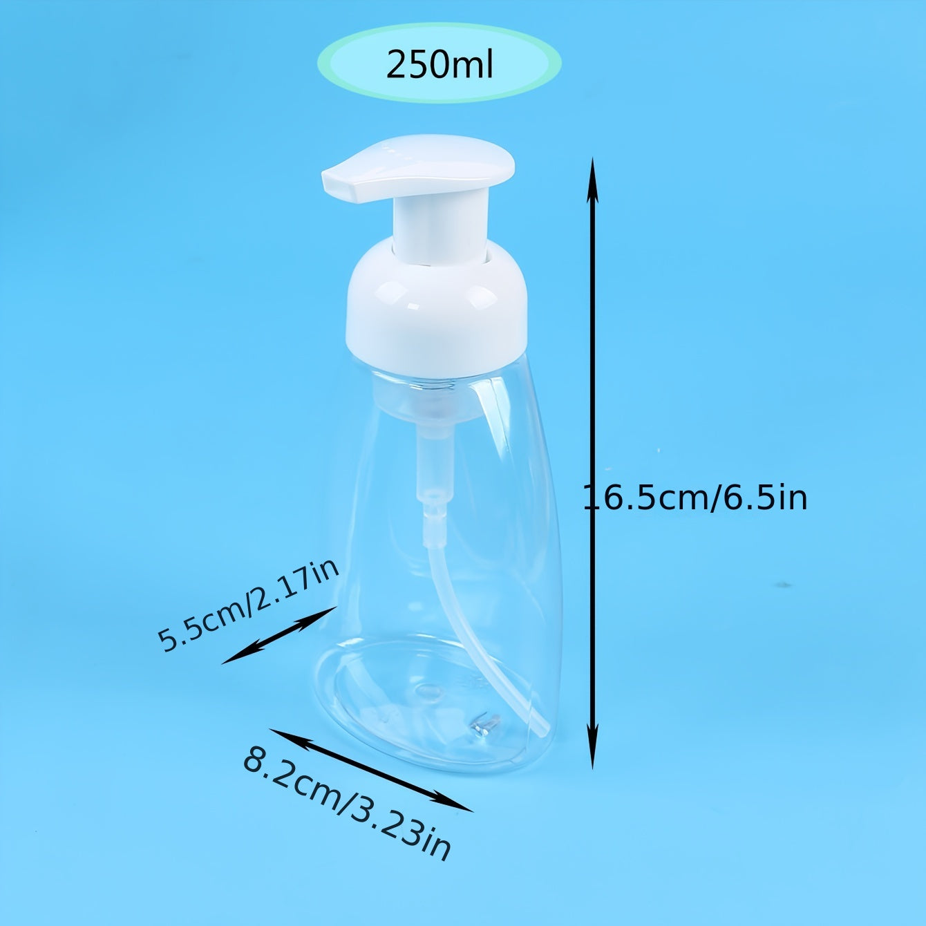 1pc 250ML Foam Soap Dispenser Bottle, Plastic Refillable Pump Container for Shower Gel, Hand Sanitizer, Home Décor.