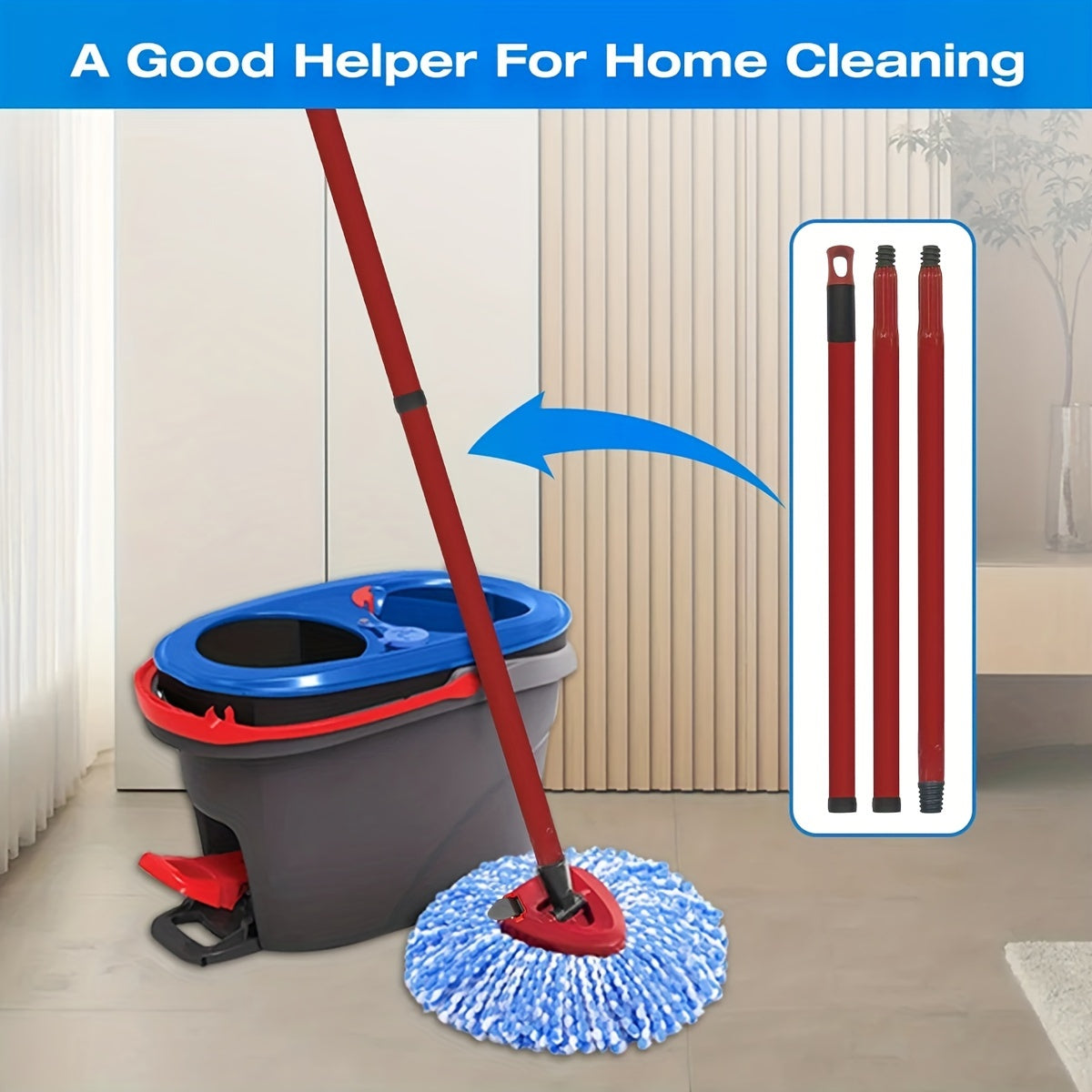 Получите комплект сменных принадлежностей O-Cedar RinseClean Spin Mop для легкой уборки - включает ручку длиной 55,88-149,86 см, треугольную основу и комбинированную головку.