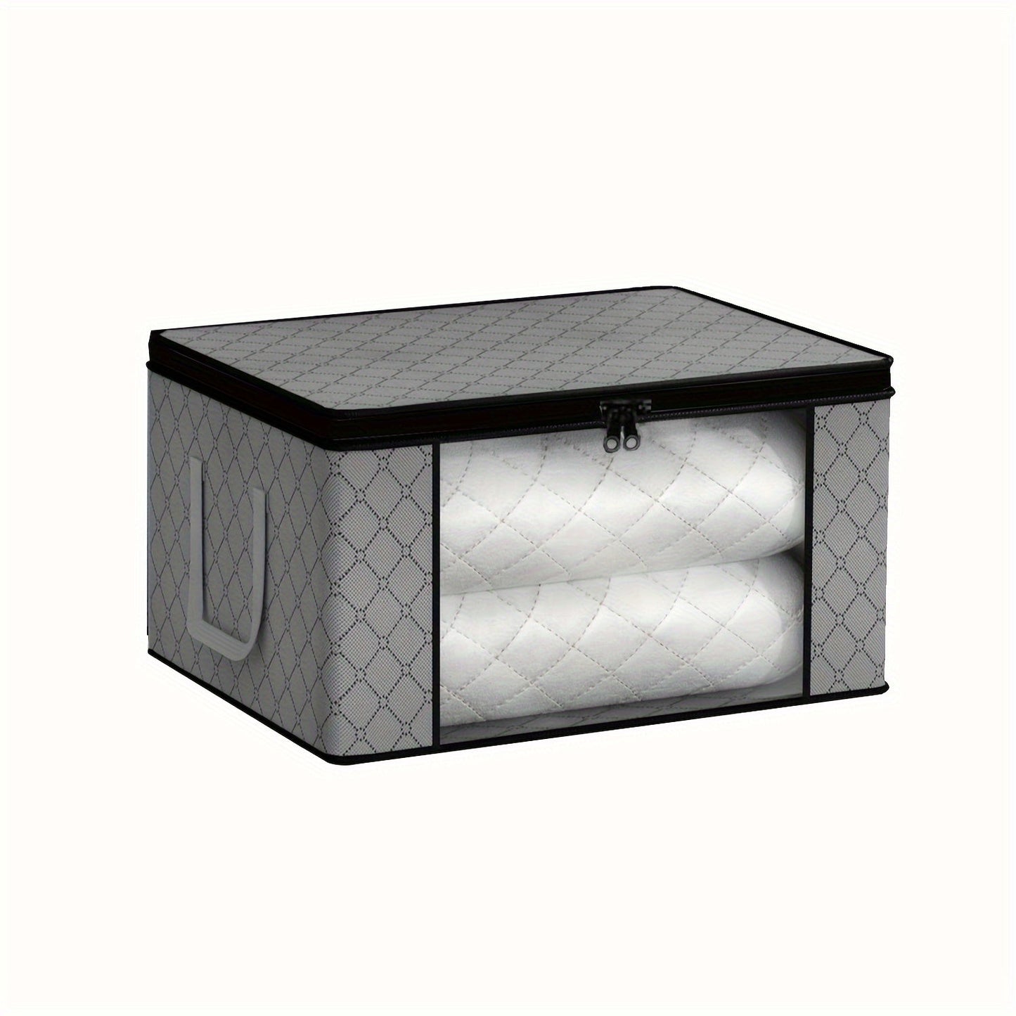 Large Grey Storage Container with Padded Cover - Ideal for Keeping Your Closet, Bedroom, or Travel Necessities in Order