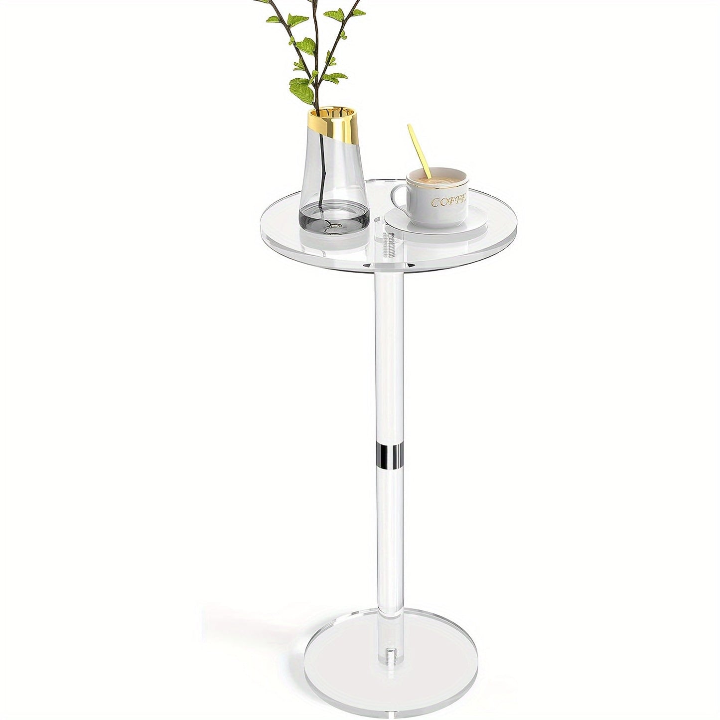 Sleek Clear Acrylic Round End Table - 24.89cm, Perfect for Small Spaces in Living Room, Bedroom, and Beyond - Durable and Simple to Assemble