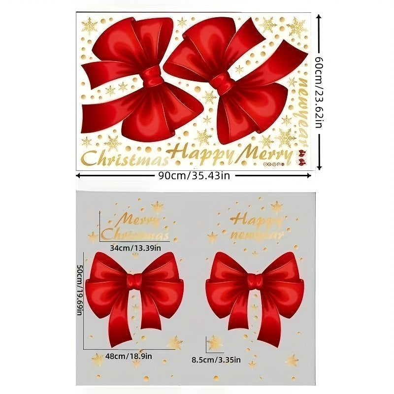 Christmas double-sided window clings featuring cute decorative bows for a festive touch.