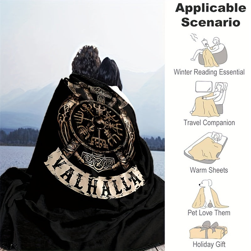 Stay warm and cozy with our 1pc Flanged Blanket featuring a retro Viking logo print. This comfortable and plush blanket is perfect for camping, sofa, bed, couch, and office use. It makes a great gift for all seasons.