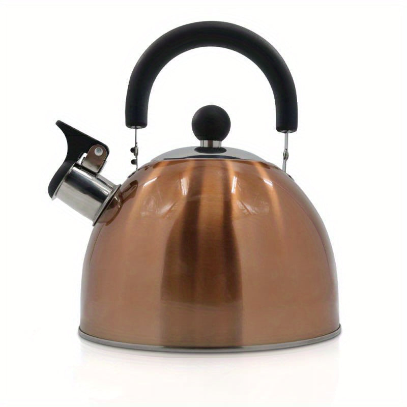 Stainless steel tea kettle with whistle, 1pc, 2500ml/84.55oz, suitable for multiple stove types - Reusable and easy to clean.