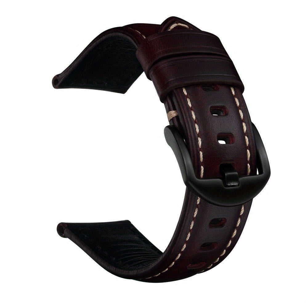 1 piece of Genuine Leather Cowhide Watch Strap, Waterproof and suitable for FT12/Apple Watch/Samsung. Perfect gift choice.