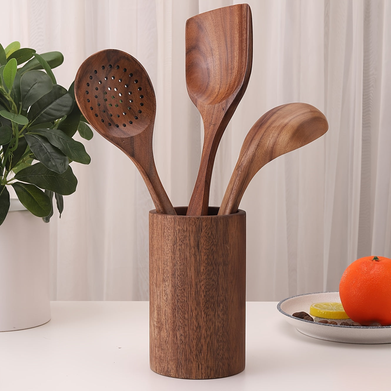 This multifunctional Acacia Wood Cutlery Bucket can also be used as a Chopstick Holder, Kitchen Utensil Rack, or Cutlery Storage Rack. It doubles as a creative Bamboo Hollow Pen Holder, perfect for organizing pens, colored pencils, crayons, and paint